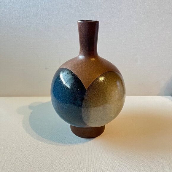 MCM Robert Maxwell Full Moons‎ Blue White Eclipse Pottery Vase - Picture 5 of 5